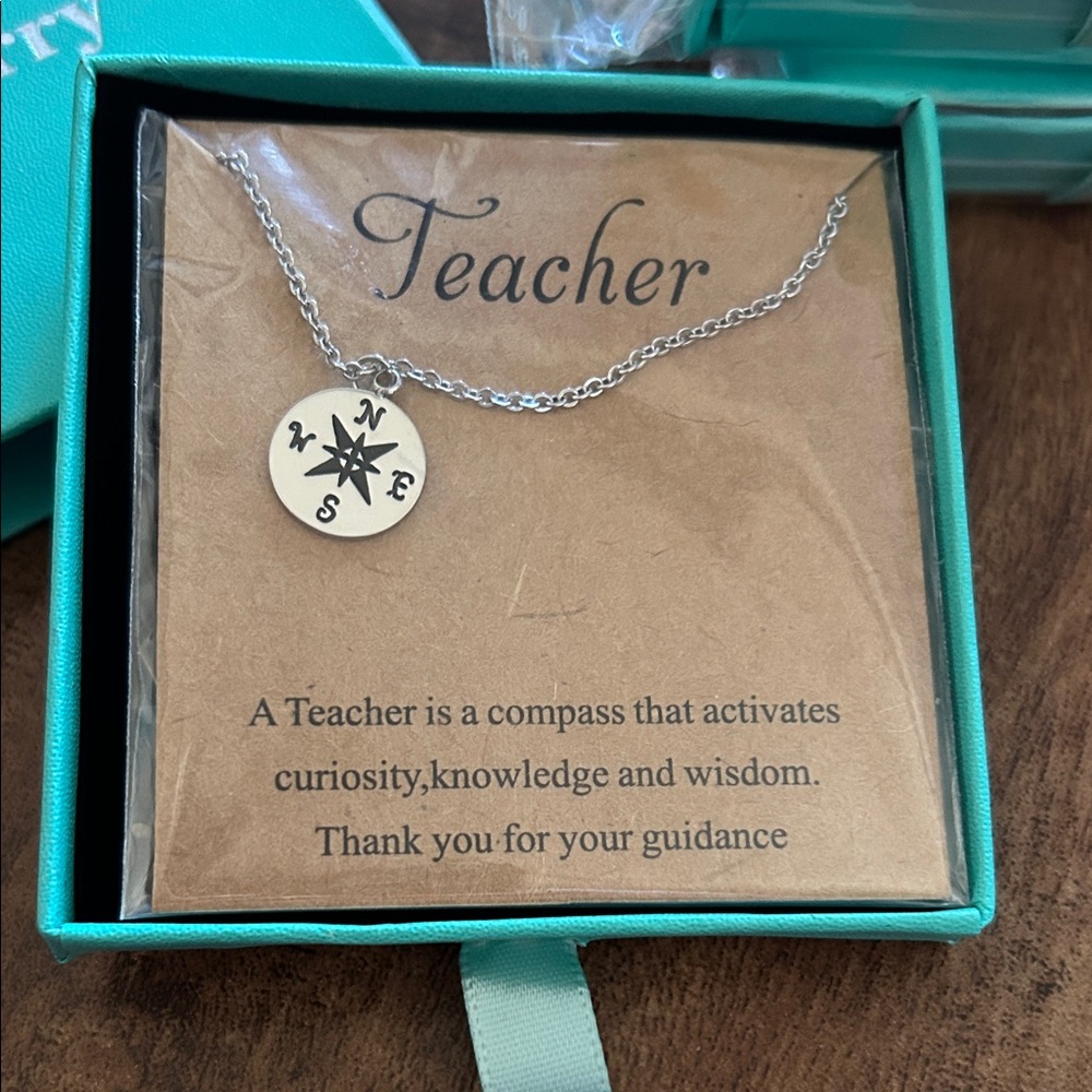 NWT Set 5 -Silver Compass Necklace for Teachers- Teacher Gift
